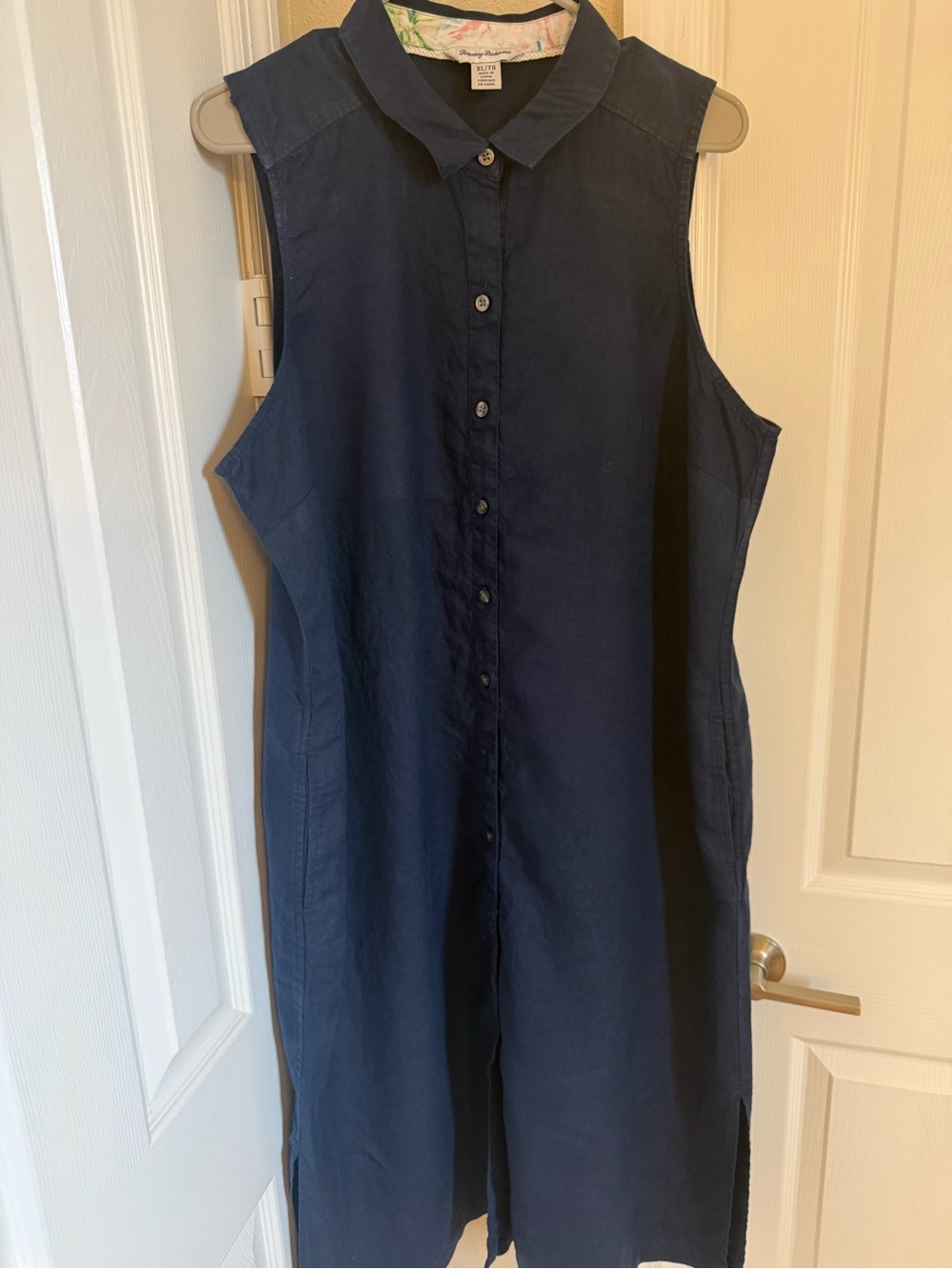 Tommy Bahama Navy Button-Down Sleeveless Shirt Dress